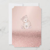 バラ金ゴールドグリッター《写真》ぼけ味、テディベア赤ちゃんシャワー 招待状 (裏面)