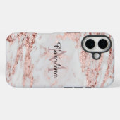 バラ金ゴールドグリッター、大理石パーソナライズされた、 Case-Mate iPhoneケース (裏面 (横))