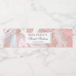 バラ金ゴールドグリッターcoral pink marble sweet 16 ペットボトルラベル