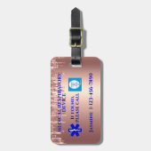 バラ金ゴールドグリッターCPAP運マシンオン ラゲッジタグ (正面縦)