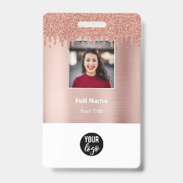 バラ金ゴールドグリッターID従業員名タグ バッジ