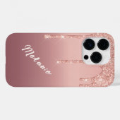 バラ金ゴールドグリッターiPhoneケースと名前をカスタムする Case-Mate iPhoneケース (裏面 (横))