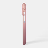 バラ金ゴールドグリッターiPhoneケースと名前をカスタムする iPhone 16ケース (左側面)