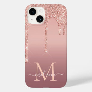 バラ金ゴールドグリッターiPhoneケース名前をカスタムするレター Case-Mate iPhone 14ケース