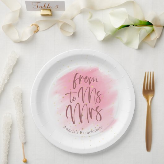 バラ金ゴールドグリッターMsからMrsブライダルシャワー ペーパープレート (ウェディング)