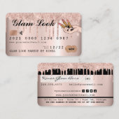 バラ金ゴールドグリッターMUA美しいサロンクレジットカード 名刺 (正面/裏面)