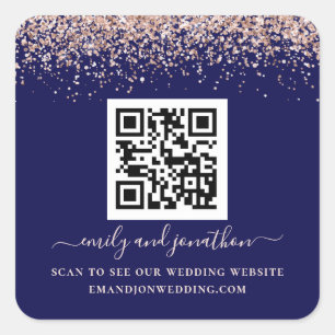 バラ金ゴールドグリッターQRコード結婚ズWebサイト海軍 スクエアシール