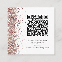 バラ金ゴールドグリッターQRコードRSVP 結婚's エンクロージャーカード