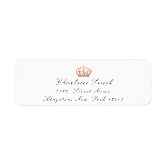 バラ金ゴールドグリッターRSVPクラウンプリンセスブライダルホワイト ラベル (正面)