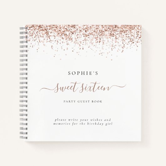 バラ金ゴールドグリッターSweet sixteenパーティーゲストハウス ノートブック (正面)
