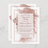 バラ金ゴールドグリッターSweet sixteen誕生日パーティー インビテーションポストカード (正面/裏面)