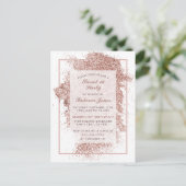 バラ金ゴールドグリッターSweet sixteen誕生日パーティー インビテーションポストカード (スタンド正面)