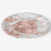 バラ金ゴールドグリッツホワイトマーブル結婚ズ ペーパープレート (アングル)