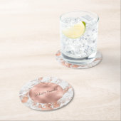 バラ金ゴールドグリッツホワイトマーブル結婚ズ ラウンドペーパーコースター (インサイチュ)