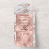 バラ金ゴールドグリッツホワイトマーブル オールインワン招待状 (内側)