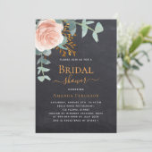 バラ金ゴールドグリーンシャルボードラグジュアリーブライダルシャワー 招待状 (スタンド正面)