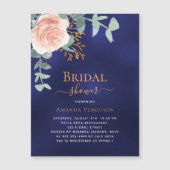 バラ金ゴールドグリーンリーネイビーブルーラグジュアリーブライダルシャワー マグネット招待状 (正面)