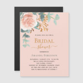 バラ金ゴールドグリーンリーピーチラグジュアリーブライダルシャワー マグネット招待状 (正面/裏面)