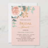 バラ金ゴールドグリーンリーピーチラグジュアリーブライダルシャワー 招待状 (正面)