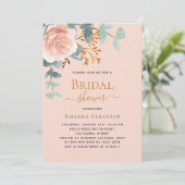 バラ金ゴールドグリーンリーピーチラグジュアリーブライダルシャワー 招待状 (スタンド正面)