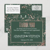 バラ金ゴールドグリーン絵を描（ばちゃばちゃ）跳ねるありがとう ポストカード (正面/裏面)