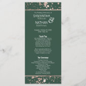 バラ金ゴールドグリーン絵を描（ばちゃばちゃ）跳ねる結婚式 プログラム (正面)