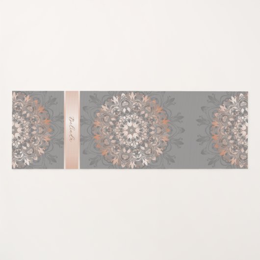 バラ金ゴールドグレイフローラマンダラモノグラム ヨガマット (正面(横))