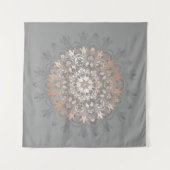 バラ金ゴールドグレイフローラマンダラ タペストリー (正面)