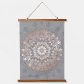 バラ金ゴールドグレイフローラマンダラ 吊り下げ型タペストリー (正面)