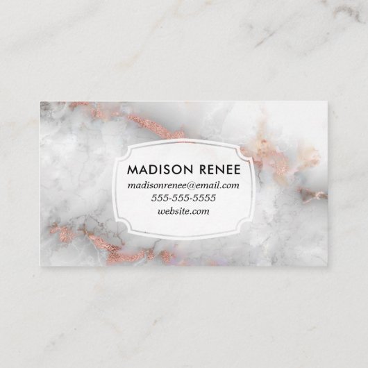 バラ金ゴールドグレイ大理石トレンディーメイクアップアーティスト 名刺 (裏面)