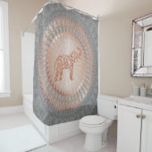 バラ金ゴールドグレーエレファントマンダラ シャワーカーテン (インサイチュ)