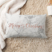 バラ金ゴールドグレーシルバーホワイトマーブルメリークリスマス ランバークッション (ブランケット)