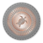 バラ金ゴールドグレータートルと曼荼羅 セラミックノブ (正面)