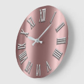 バラ金ゴールドグレーメタルグレーシルバーローマ数字 ラージ壁時計 (傾斜)