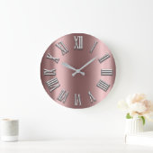 バラ金ゴールドグレーメタルグレーシルバーローマ数字 ラージ壁時計 (ホーム)