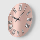 バラ金ゴールドグレーメタルグレーシルバーローマ数字 ラージ壁時計 (傾斜)