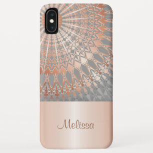 バラ金ゴールドグレー曼荼羅モノグラム iPhone XS MAXケース