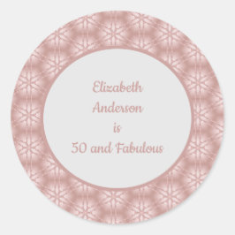 バラ金ゴールドグレー&ピンク50と素晴らしい誕生日 ラウンドシール