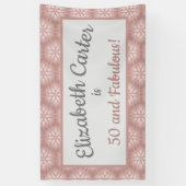 バラ金ゴールドグレー&ピンク50と素晴らしい誕生日 横断幕 (縦)