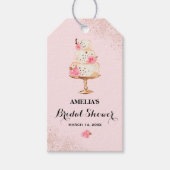 バラ金ゴールドケーキティーパーティーブライダルシャワーメッセージカード ギフトタグ (正面)