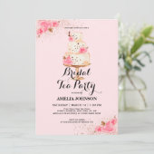バラ金ゴールドケーキティーパーティーブライダルシャワー招待 招待状 (スタンド正面)