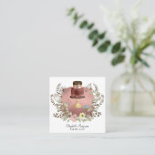 バラ金ゴールドケーキベーカリーベイカーパティシシェフ スクエア名刺 (スタンド正面)