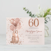 バラ金ゴールドケーキ60誕生日 招待状 (スタンド正面)