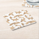 バラ金ゴールドコイ白地 スクエアペーパーコースター (アングル)