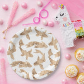 バラ金ゴールドコイ白地 ペーパープレート (パーティー)