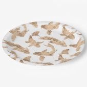 バラ金ゴールドコイ白地 ペーパープレート (アングル)