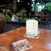 バラ金ゴールドコラージュ誕生日パーティー スクエアペーパーコースター