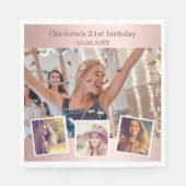 バラ金ゴールドコラージュ誕生日パーティー スタンダードランチョンナプキン (正面)