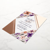 バラ金ゴールドコーラルバイオレットフラワーウォーター結婚カラー 箔招待状 (回転した状態)