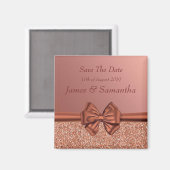 バラ金ゴールドサテンボウ – 日付を保存 マグネット (正面/裏面)